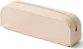 Beige silicone pencil case with zipper end and curved corners