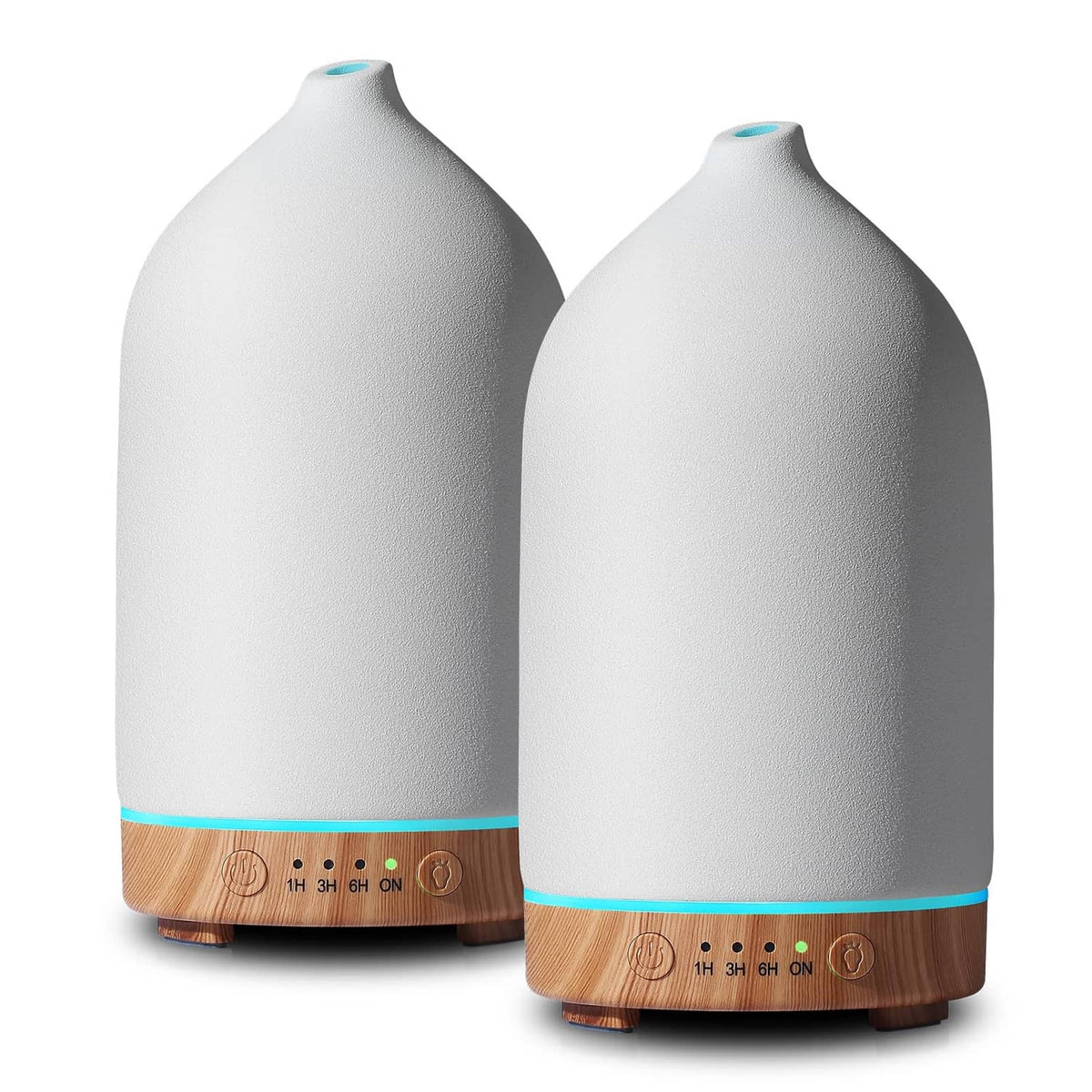 Ceramic essential oil diffuser, matte white stone finish, pair with wood bases