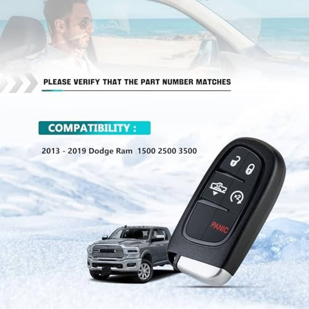 Black keyless entry remote fob angled view with 5 command buttons