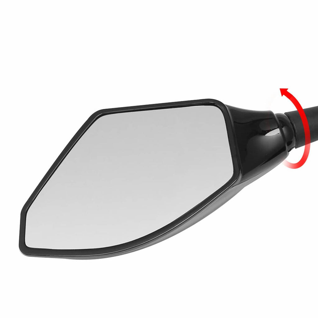 Single black LED turn signal side mirror with wiring, adjustment arrow indicator