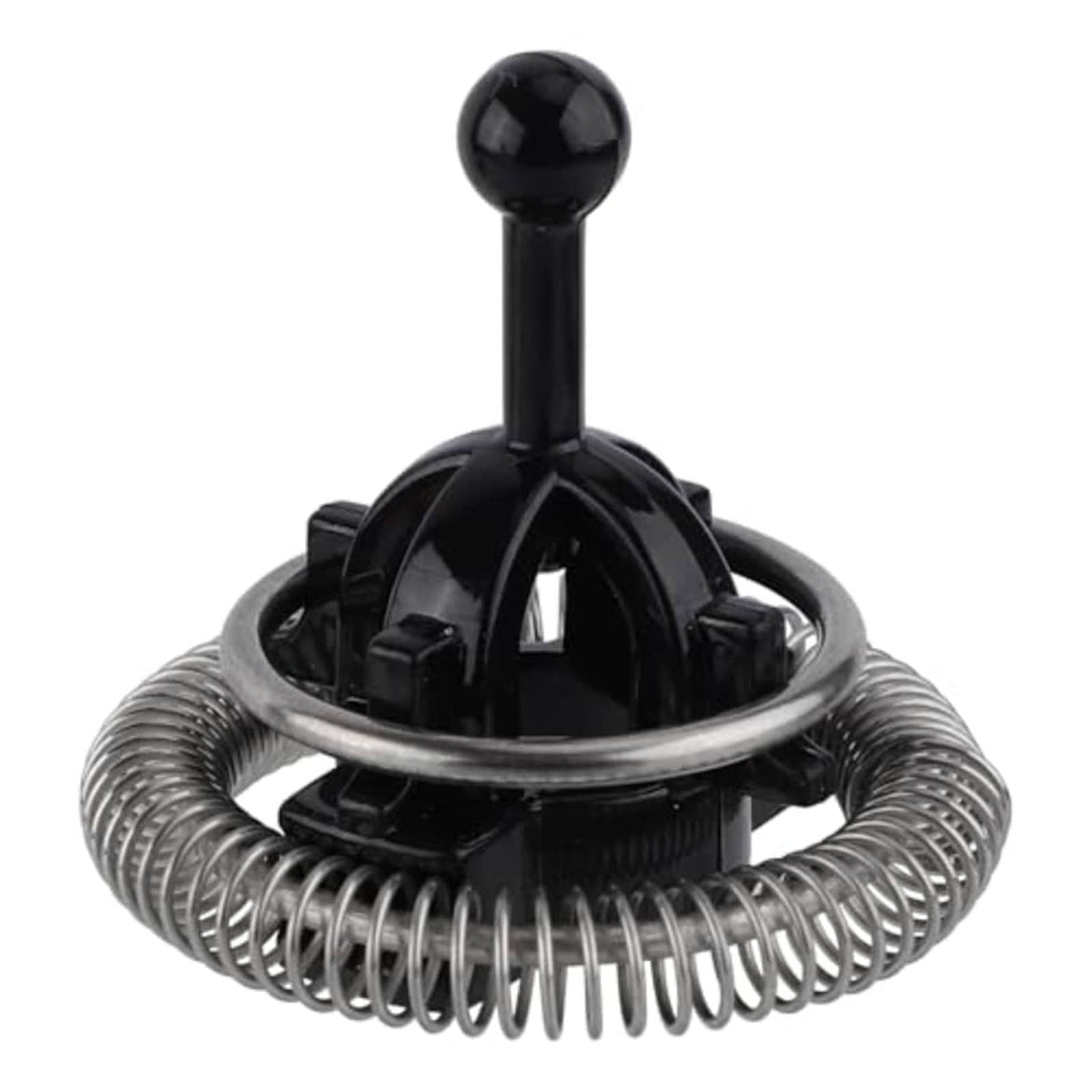 Black milk frother replacement whisk with silver spring coil and central whisk post