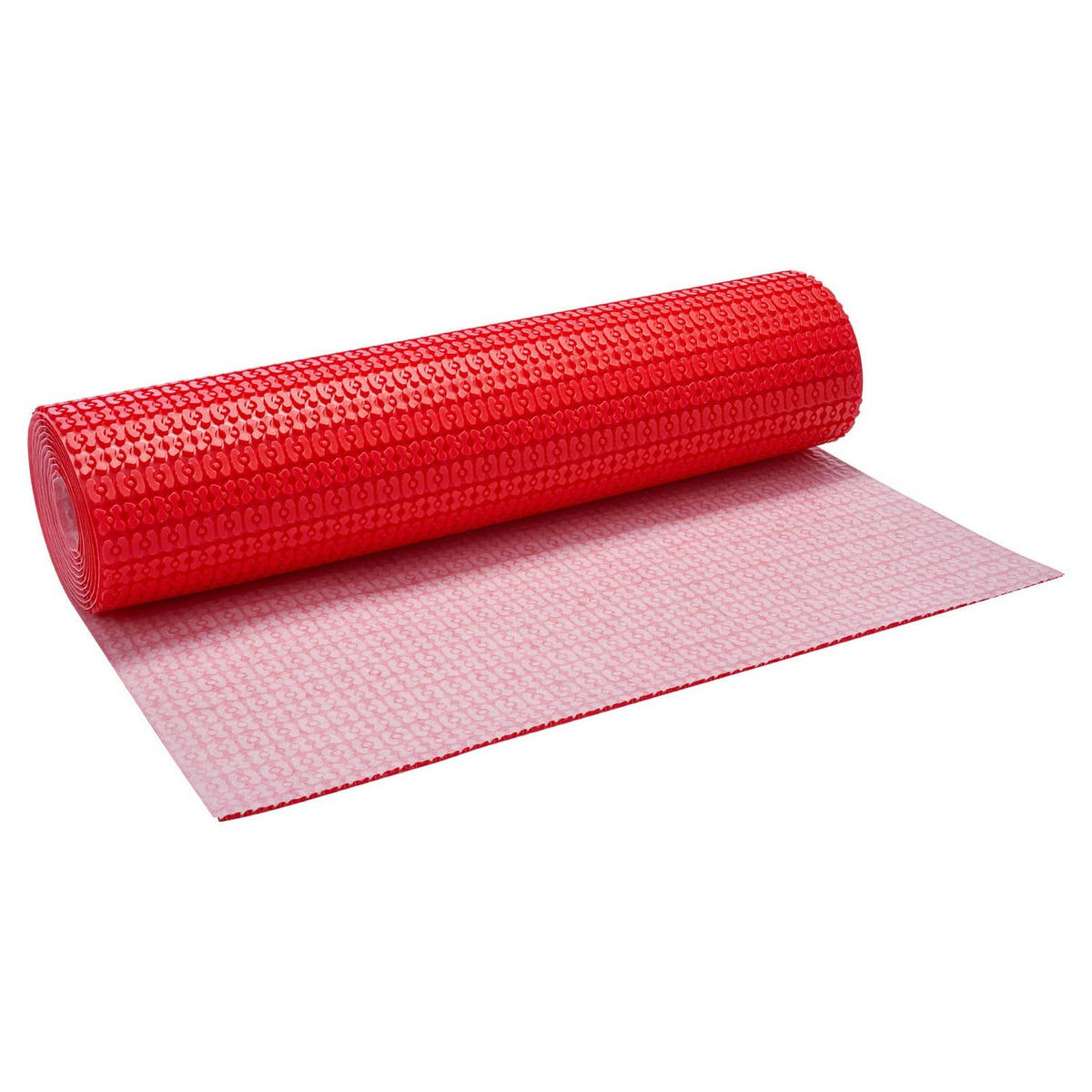 Electric radiant floor heating mat, red mesh roll with light pink backing