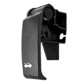 Black hood release handle with latch opening and small airplane emblem