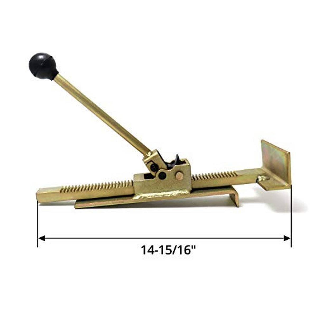 Flooring alignment jack tool with 14–15/16 in length and long lever handle