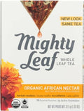 Herbal rooibos tea box with pyramid pouch pack, orange flower graphic, organic label