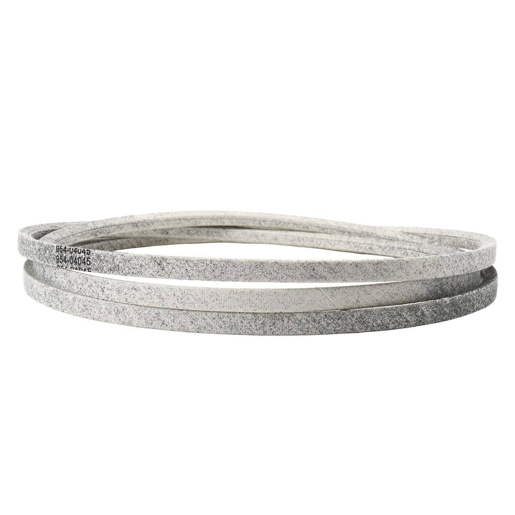 Gray V-belt lying flat, showing two parallel belt edges