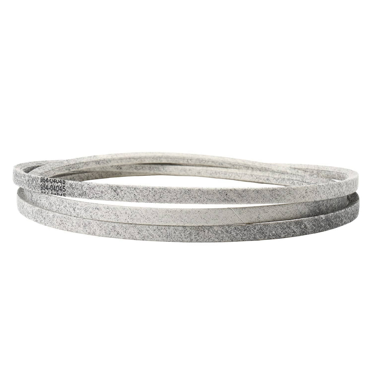 Gray V-belt lying flat, showing two parallel belt edges
