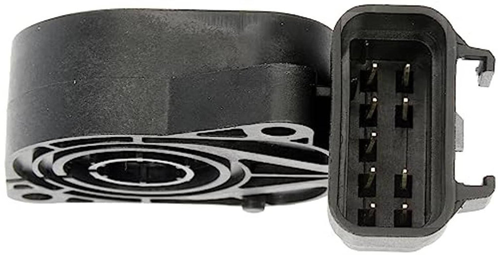 Accelerator pedal position sensor with side view and multi-pin electrical connector