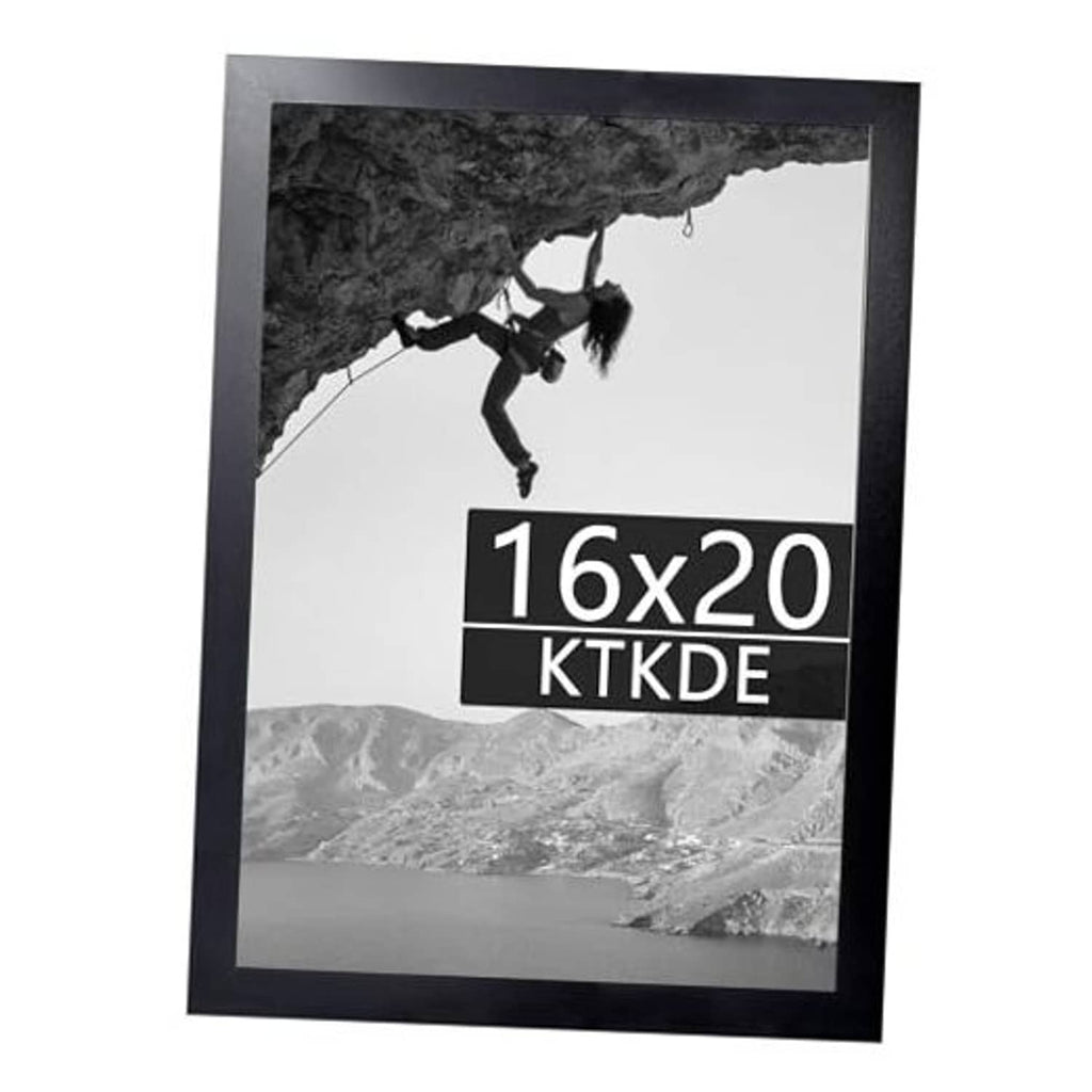 Black 16x20 poster picture frame with printed mountain photo inside