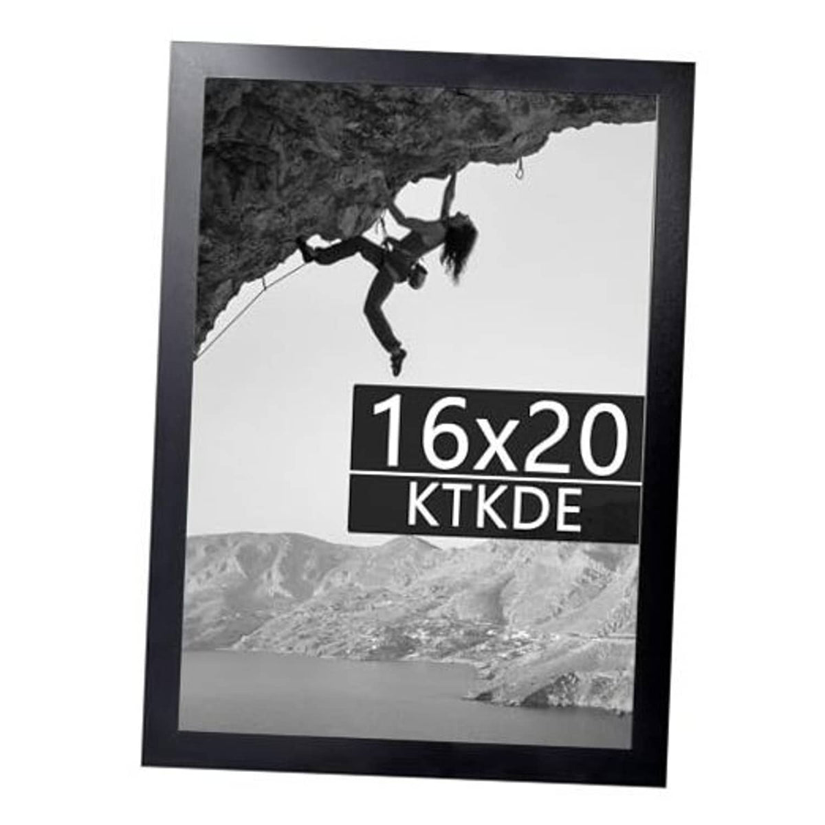 Black 16x20 poster picture frame with printed mountain photo inside