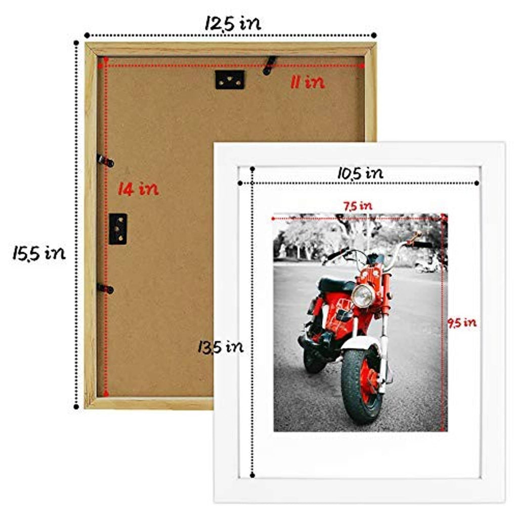 Set of 2 photo frames with real glass, size diagram for 11x14 and 8x10