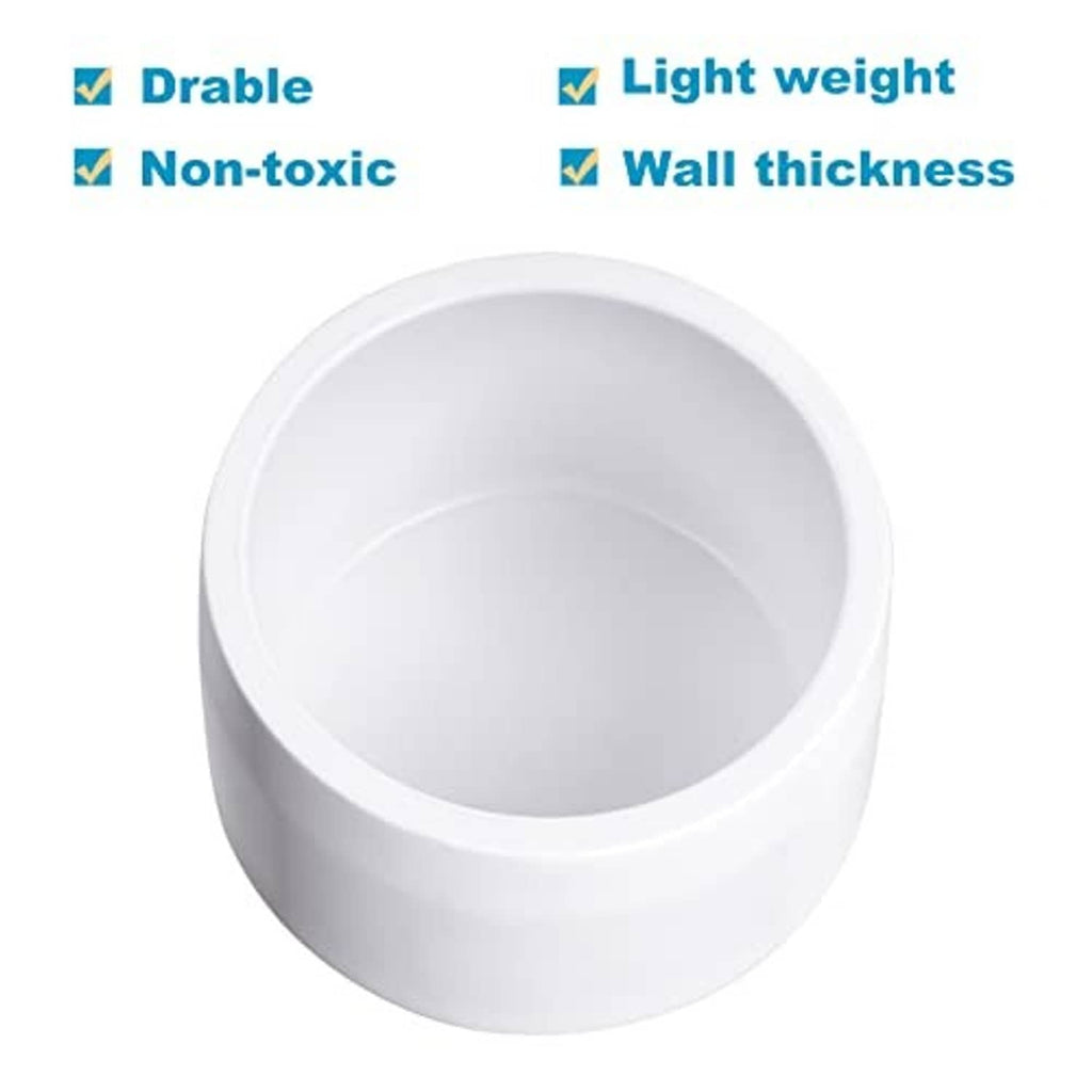 White PVC pipe end cap plug with thick wall and smooth round rim