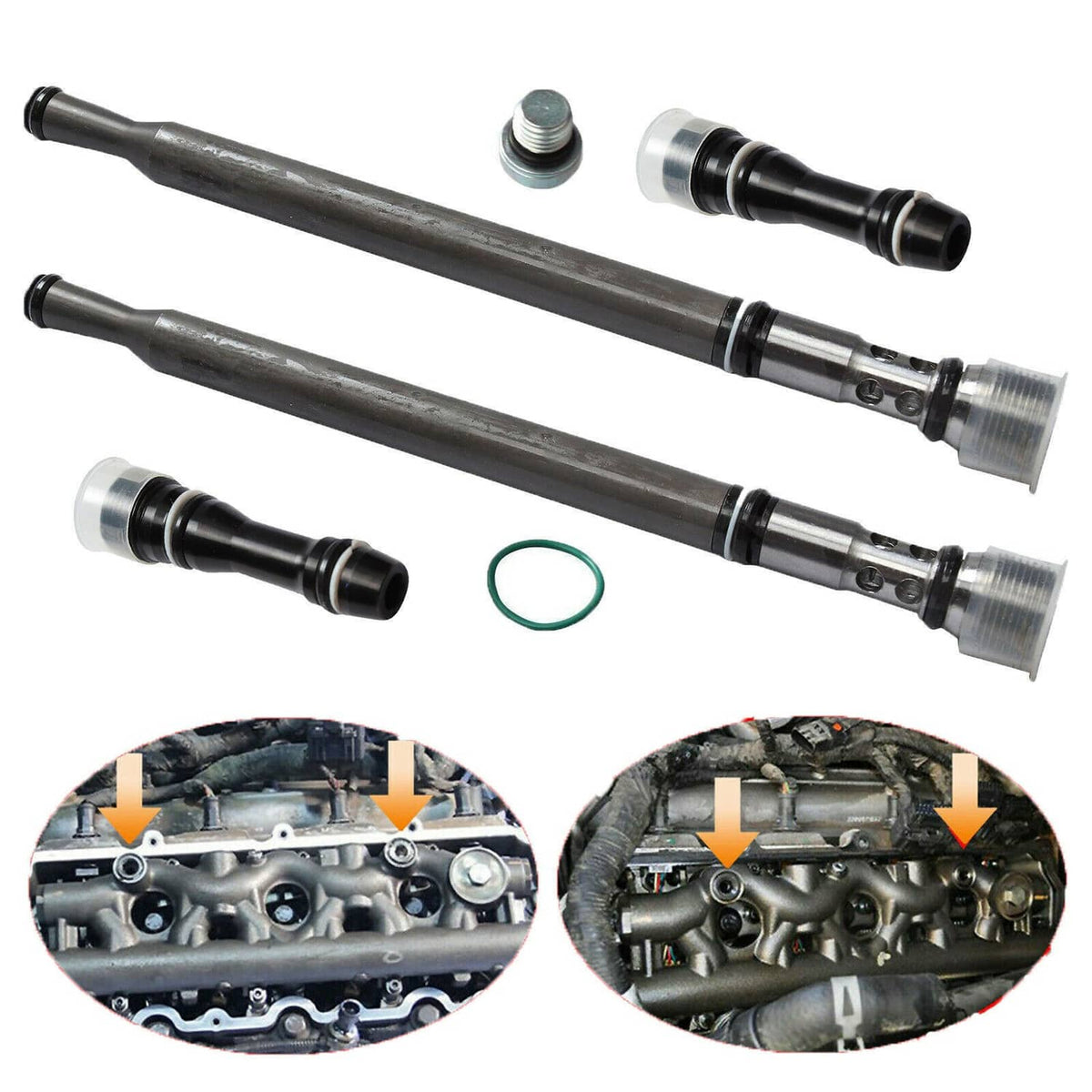 Oil stand pipe & dummy plug kit: two black pipes, O-ring gasket, cap