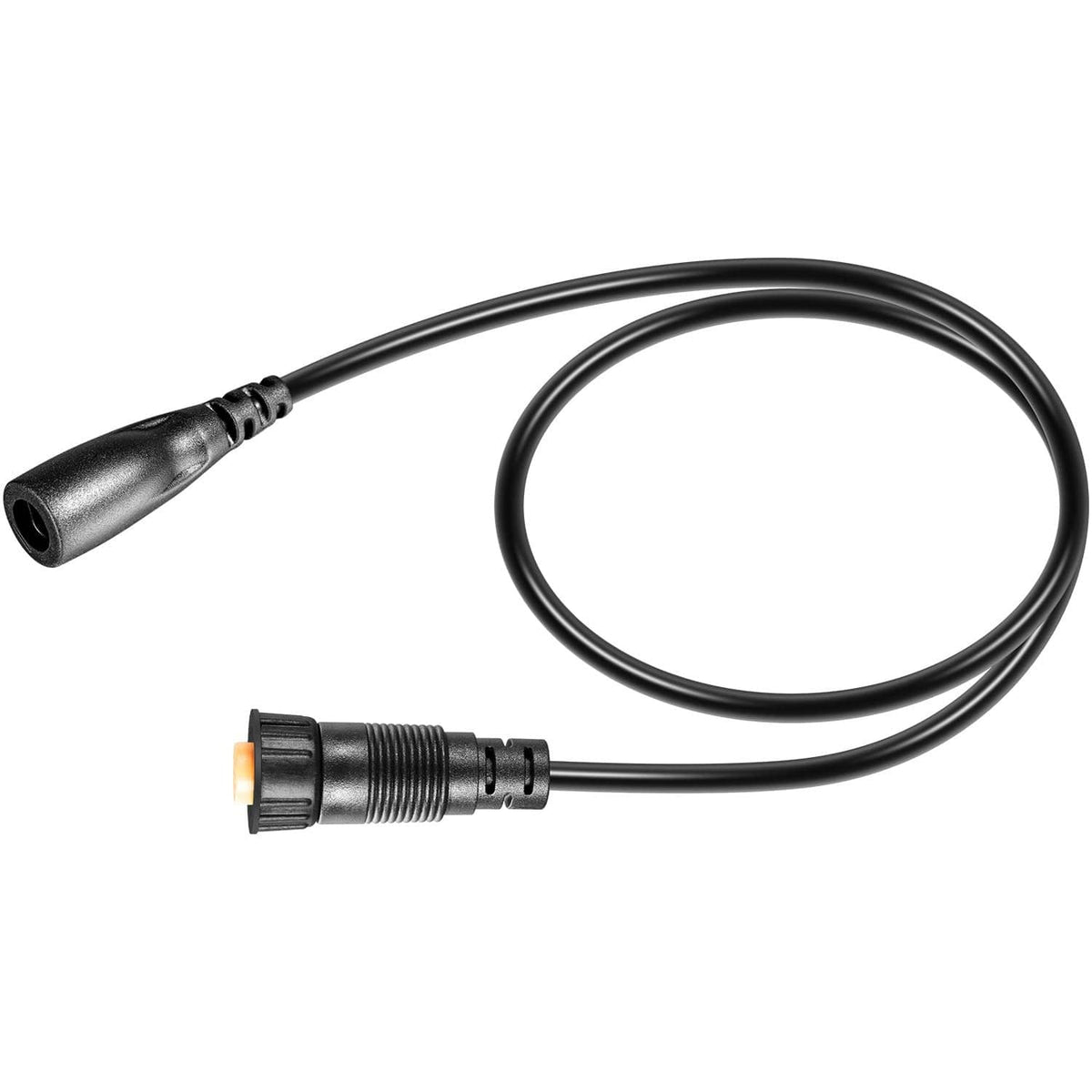 Black adapter cable with 4-pin and 12-pin connector ends, coiled loop