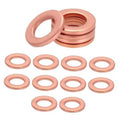 Copper oil drain plug gasket washers, flat round copper-colored washers (set of 12)