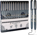 Needle drawing pen set with packaging box and two black fineliner pens