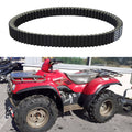 Black rubber drive belt with toothed ribs and side measurement markings