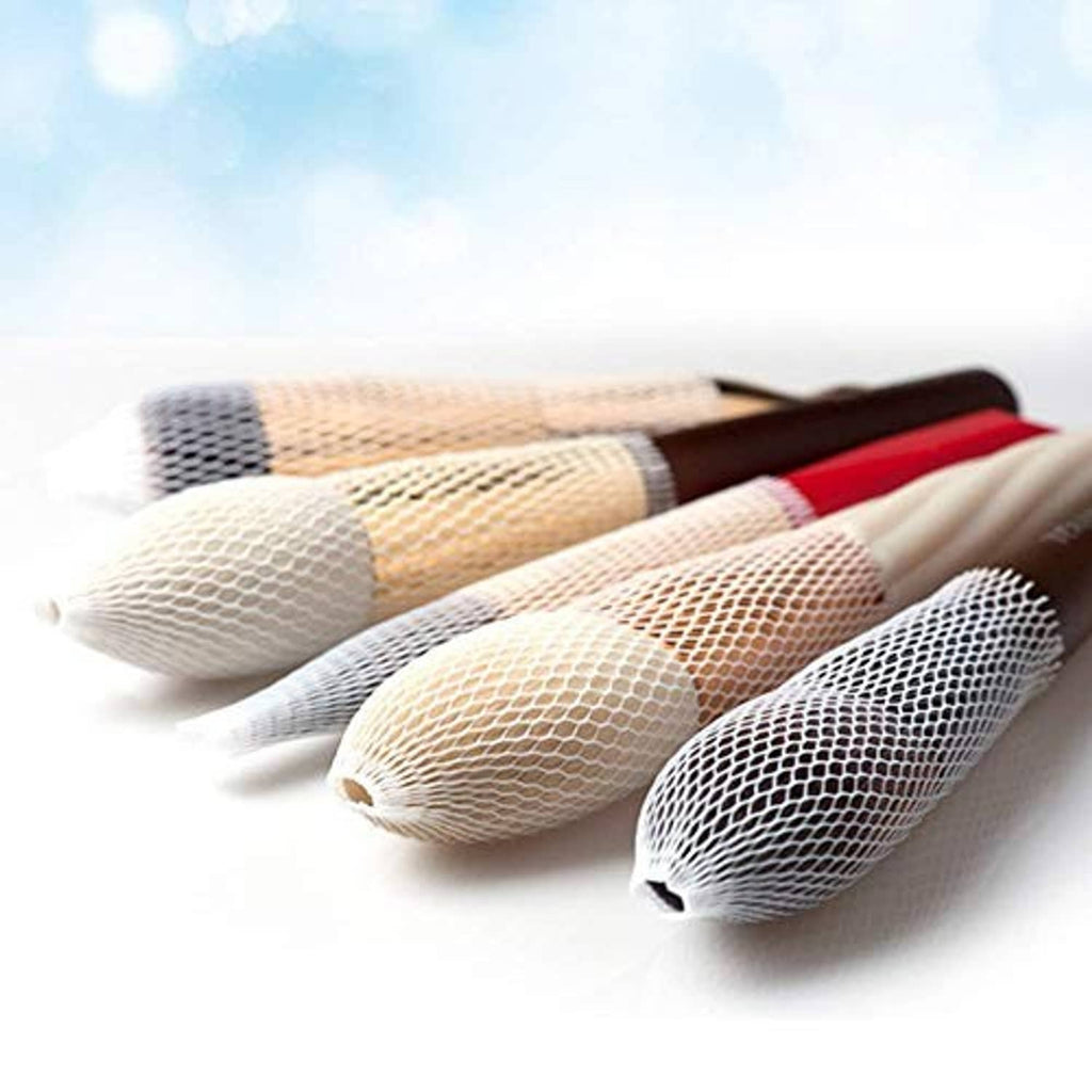 Thread spool netting sleeves in white and dark mesh, with multi-color thread spools
