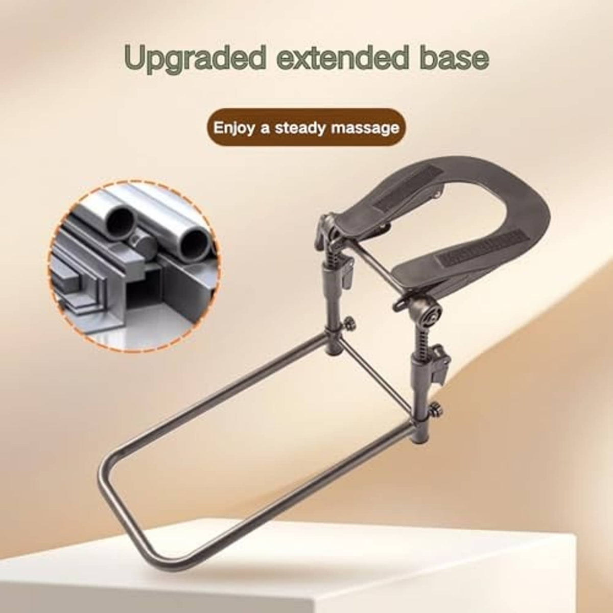 Upgraded extended base for massage headrest with stable black metal frame