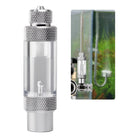 Metal CO2 bubble counter with check valve, clear cylinder and textured silver caps
