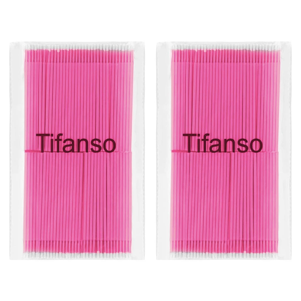 Two sealed pouches of pink disposable micro cotton swabs with cotton tips