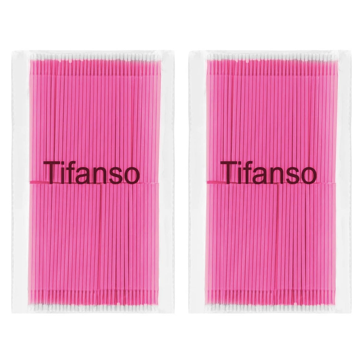 Two sealed pouches of pink disposable micro cotton swabs with cotton tips