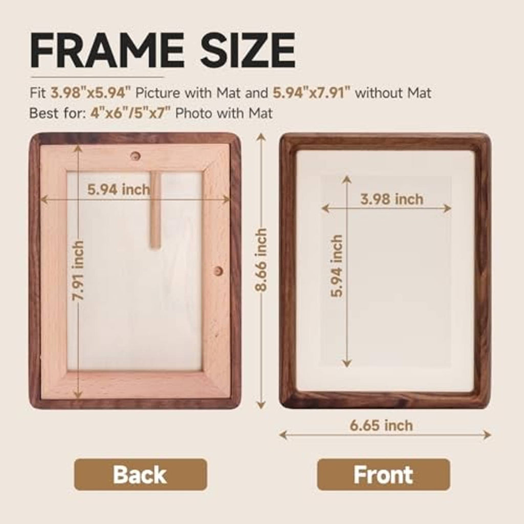 Walnut wood picture frame front view with recessed mat opening