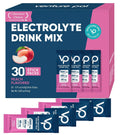Electrolyte drink mix box with peach sticks, pink and blue packaging, 30 count