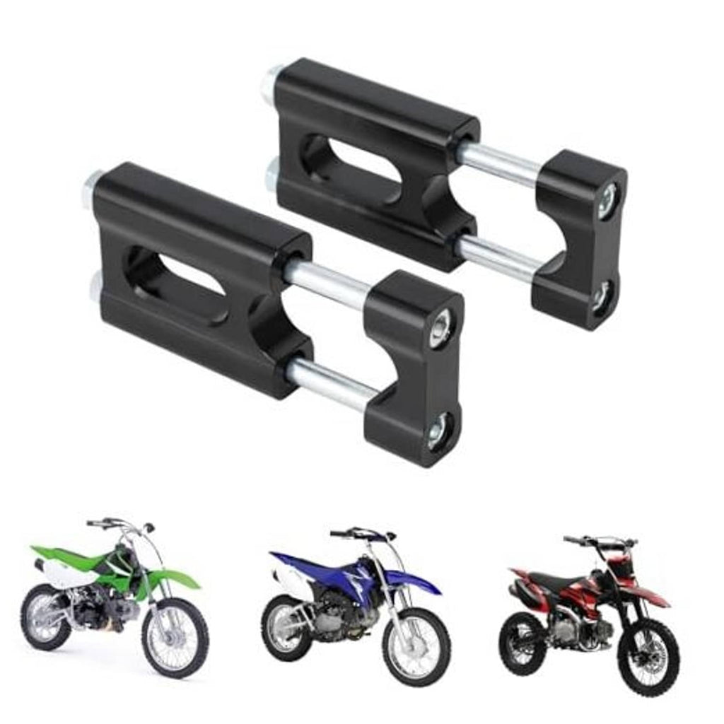 Black handlebar riser clamp set with silver mounting bolts for 22mm/7-8 bars