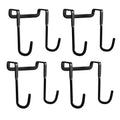 Black shower door towel hooks set with four U-shaped hangers and mounting clips
