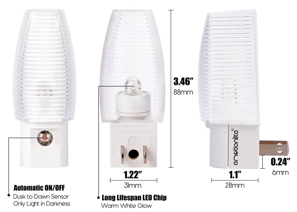 Plug-in LED night light with warm white LED chip; 3.46 in tall