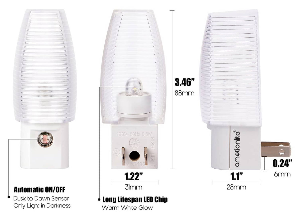 Plug-in LED night light with warm white LED chip; 3.46 in tall