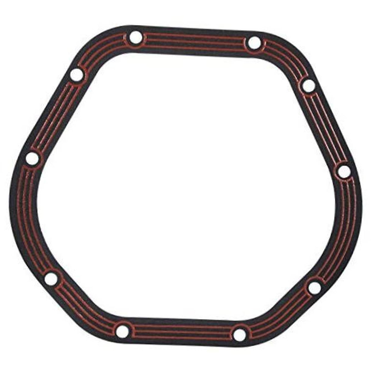 Dana 44 differential cover gasket with dark outer ring and red stripe pattern