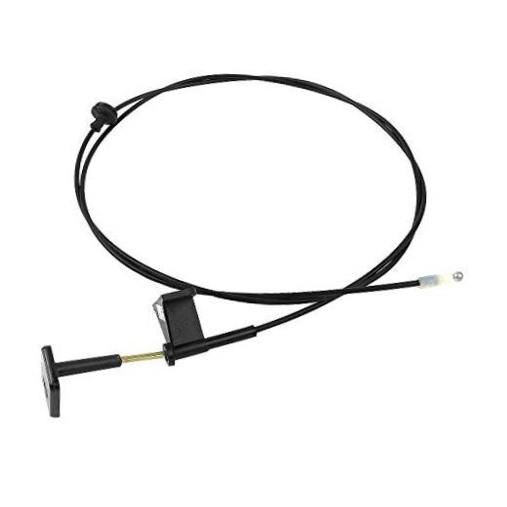 Hood latch release cable wire with black pull knob and metal ring end
