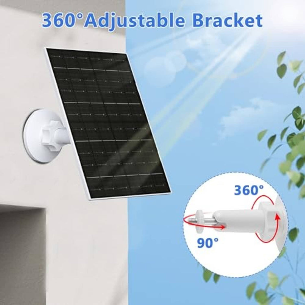 Solar panel with adjustable 360-degree bracket and wall mount base