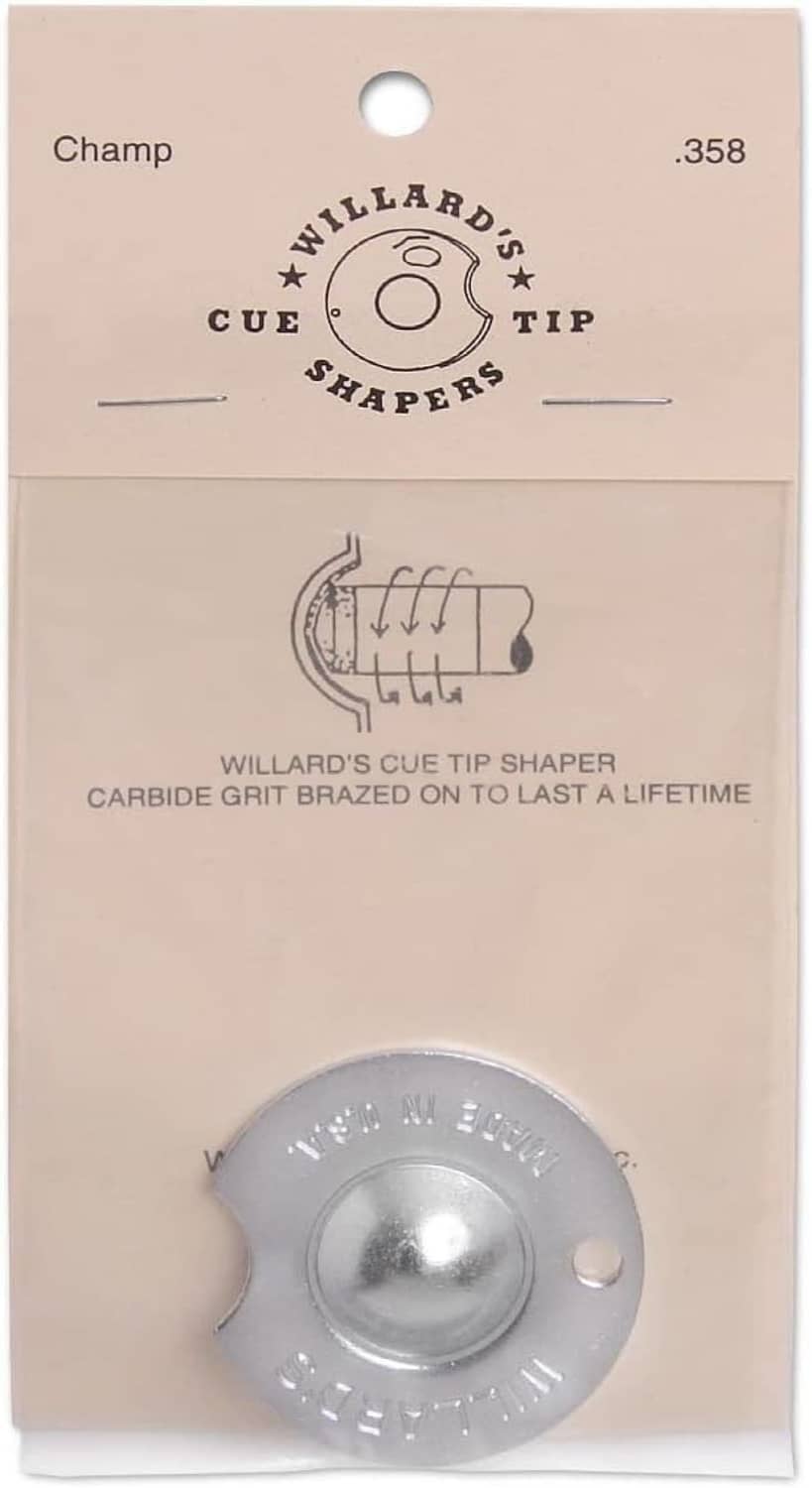 Willard's cue tip shapers package with shown carbide grit tip shaper disk