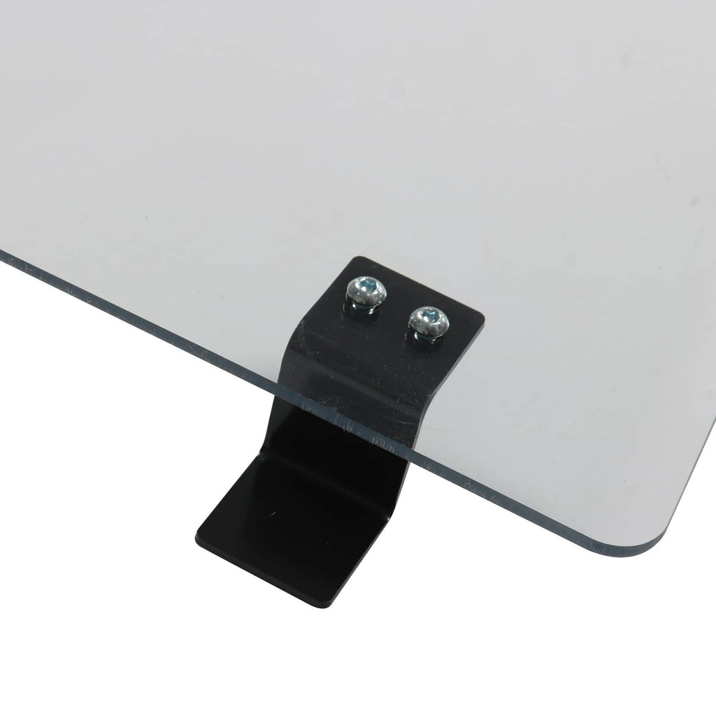 Rear sliding windshield panel edge detail with black bracket and two silver bolts
