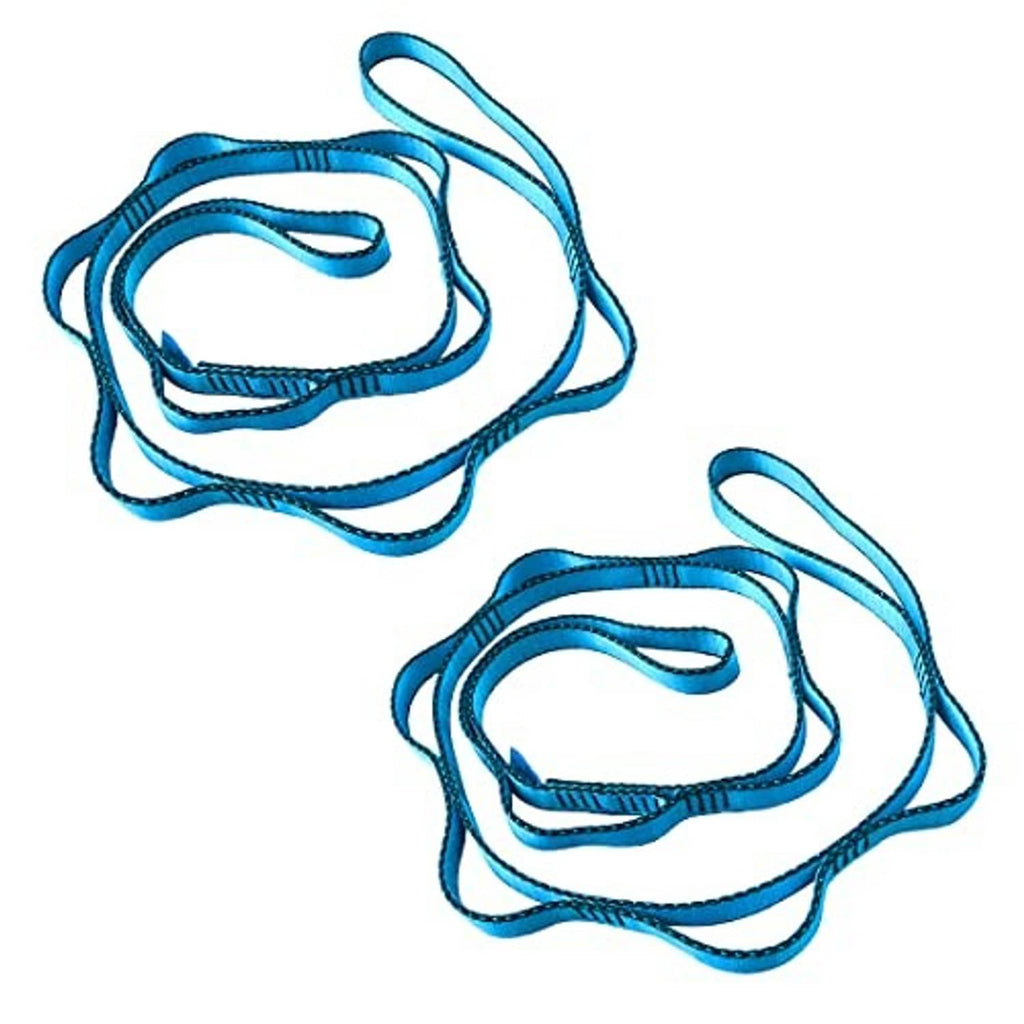 Blue nylon daisy chain rope lanyard strap with looped rings