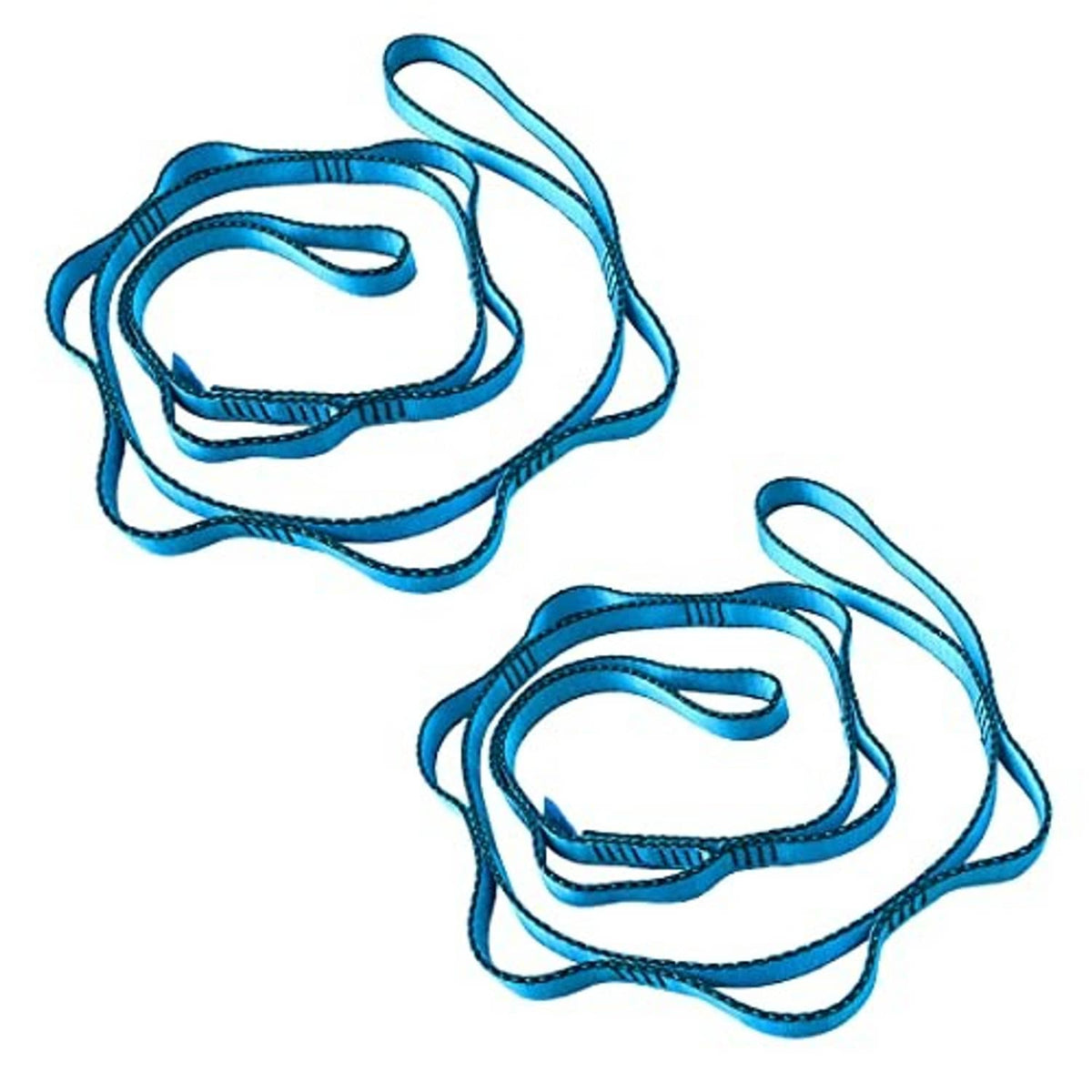 Blue nylon daisy chain rope lanyard strap with looped rings