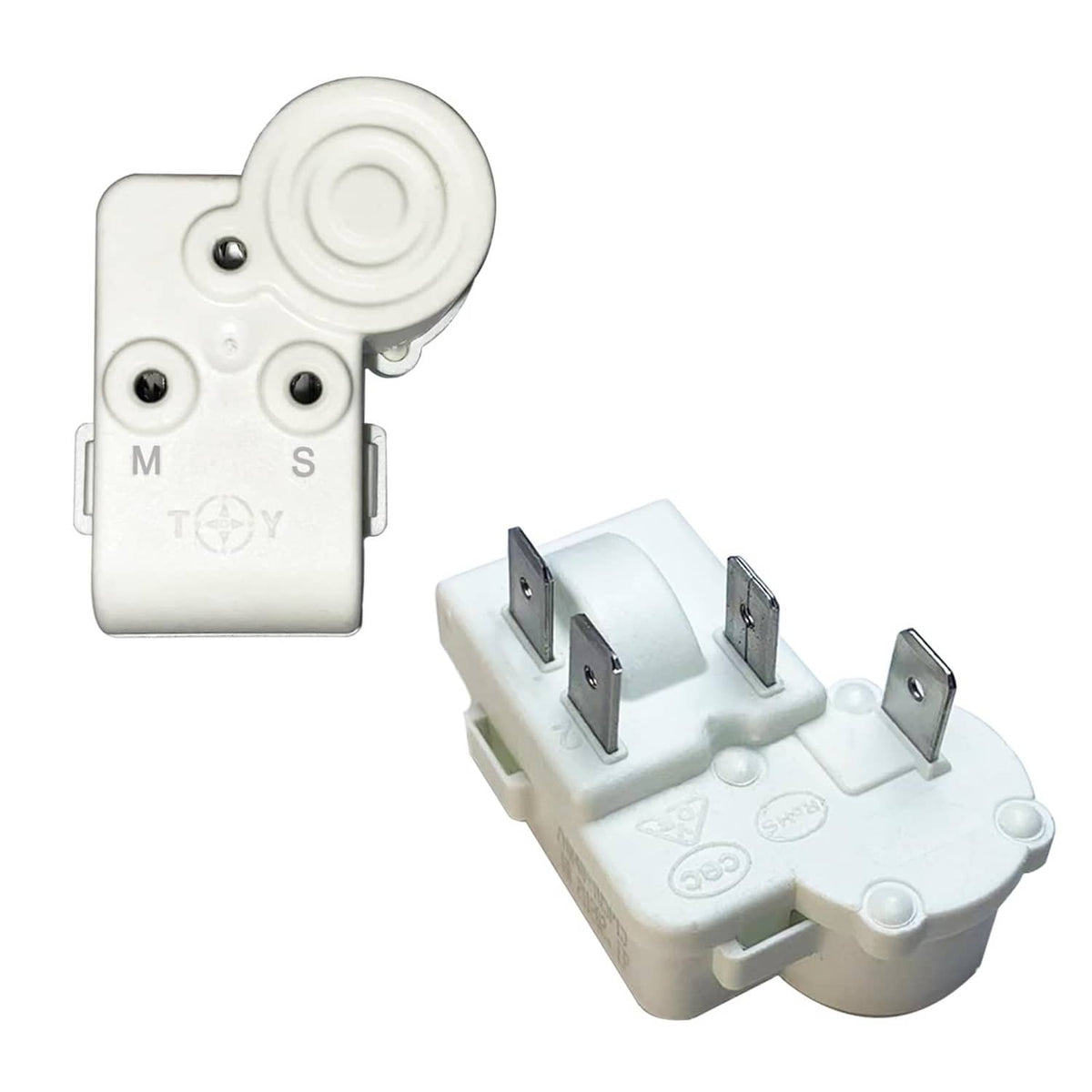 Refrigerator over load protector relay, white molded housing with metal terminals