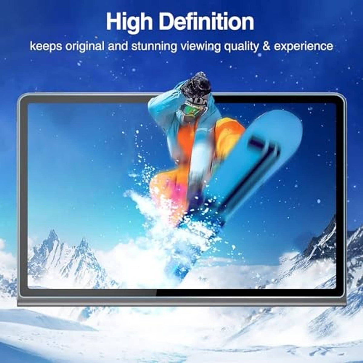 Tempered glass screen protector over tablet display for high-definition clarity