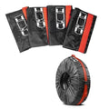 Black 4-pack tire wheel covers with orange trim and front handle straps
