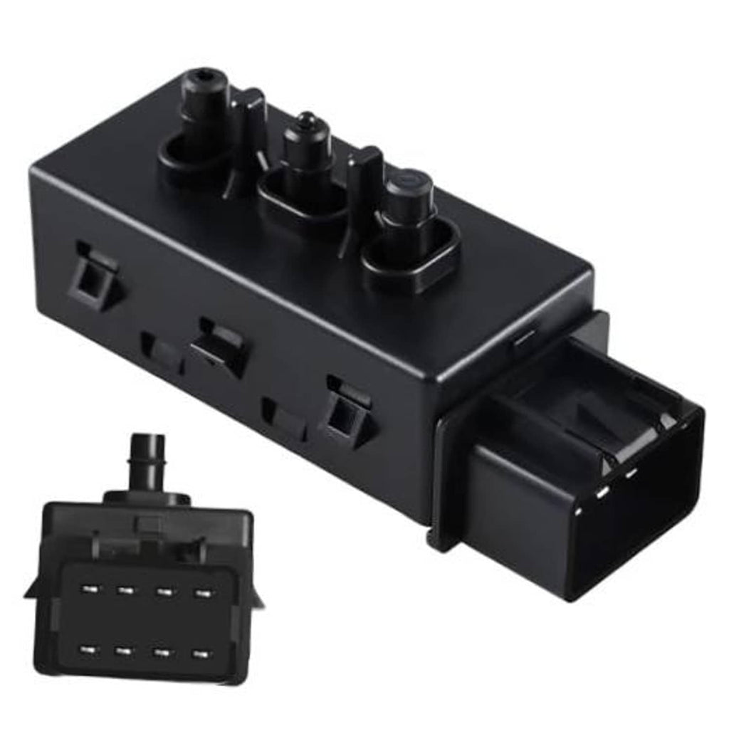 Black 6-way seat adjuster switch module with multi-pin connector and terminal sockets
