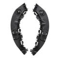 Front bumper bracket set with black plastic housings and mounting clips