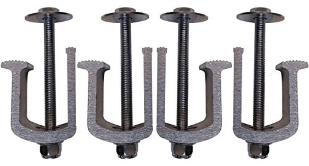 Truck tool box U-bolt clamps (4 pack) with threaded rods and round bases