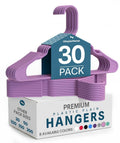 Pink plastic hangers, 30-pack, curved shoulders and hook