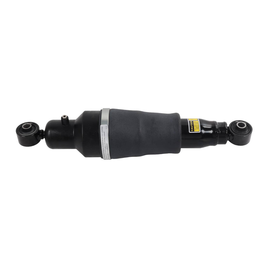 Single black rear air suspension shock strut with silver ring and spherical end mounts