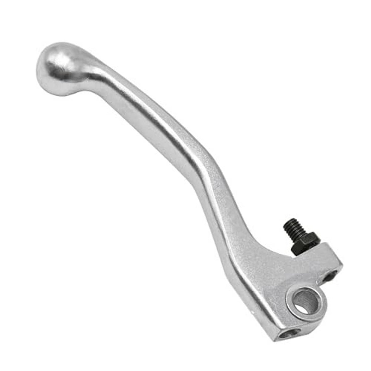 Silver front brake lever replacement with ball end and mounting bracket with bolt