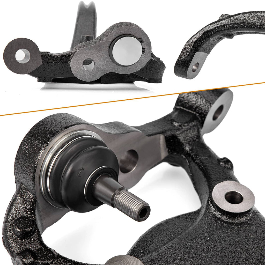 Right side steering knuckle with circular bearing hub and textured black housing