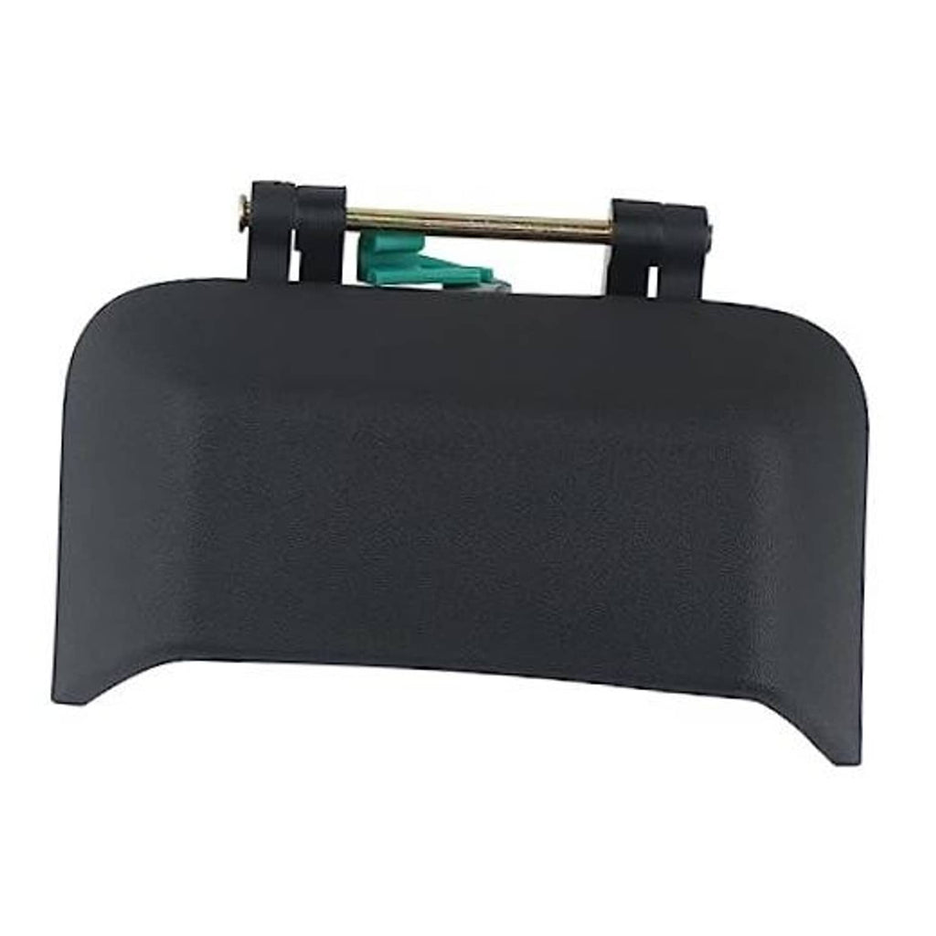 Rear passenger exterior door handle, black housing with metal rod and spring clips